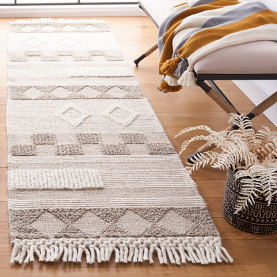 Selfridge Hand Loomed Wool/Cotton Southwestern Rug in Ivory/Brown