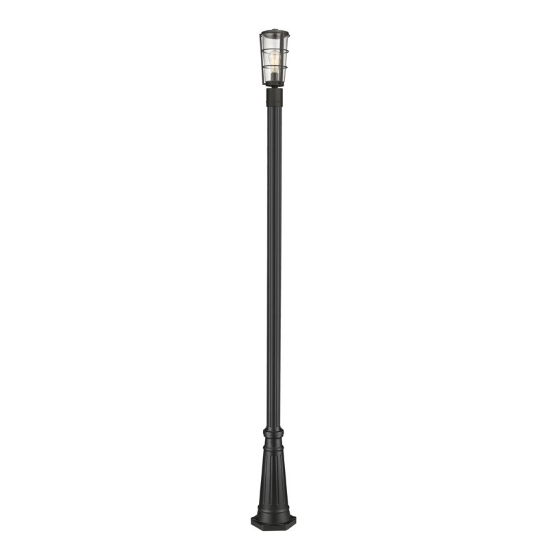 Lampadaire noir câblé à 1 lumière Charli (double), H 109,25 po x l 6 po x P 6 po