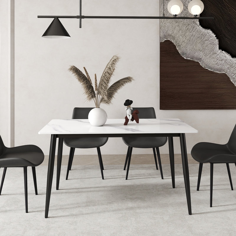 Grande table de salle à manger Juvan, Blanc neige, H 29,21 po x L 31,49 po x l 55,11 po