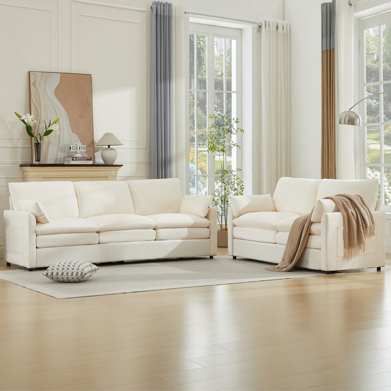  Ensemble de salon 2 pièces avec revêtement moderne, Beige