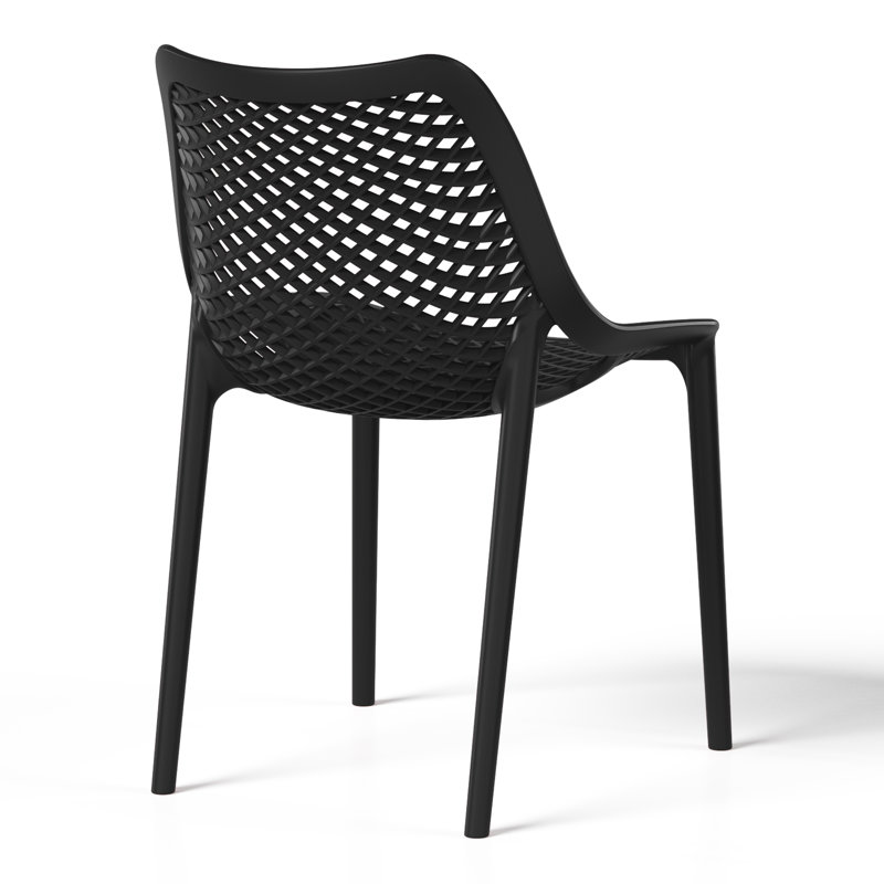 Chaise de salle à manger d'extérieur empilable, Noir