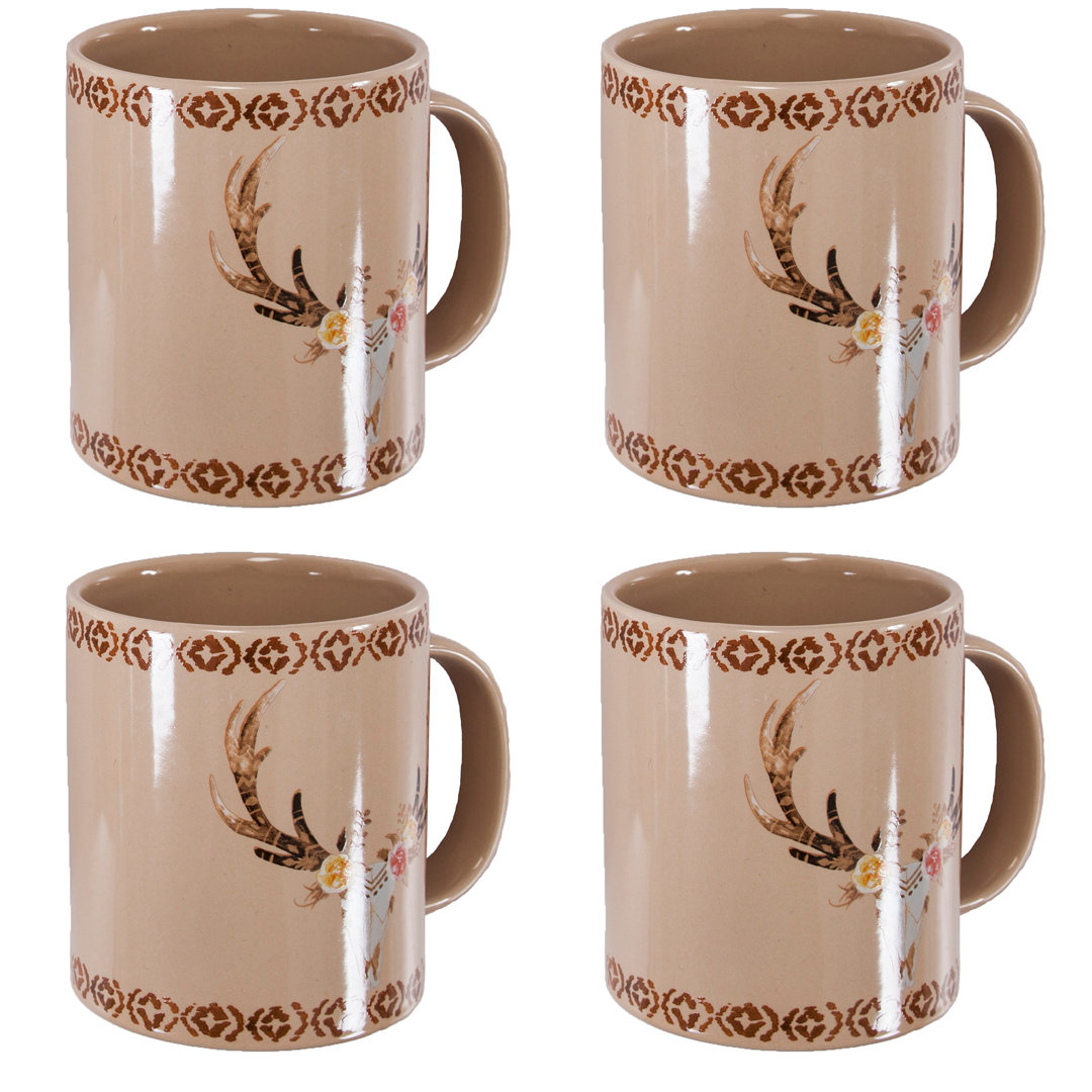 Skull and Floral Design Coffee Mug (Set of 4) Paseo Road by HiEnd Accents