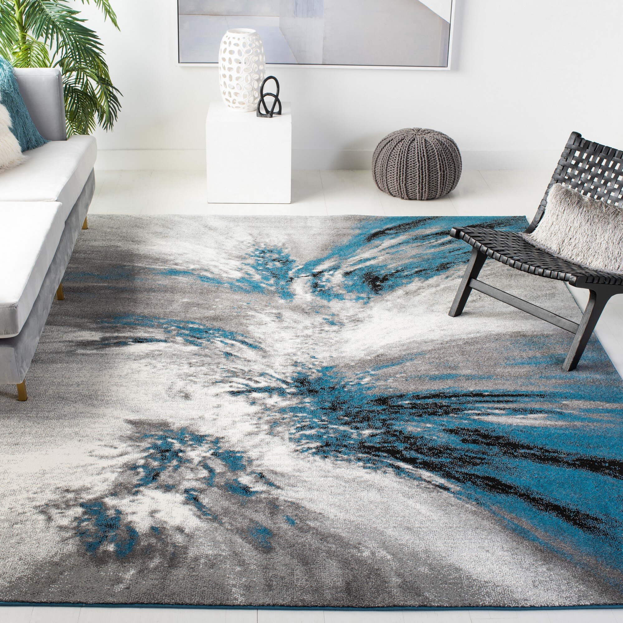 Orren Ellis Donnovan Abstract Blue/Gray Area Rug & Reviews | Wayfair