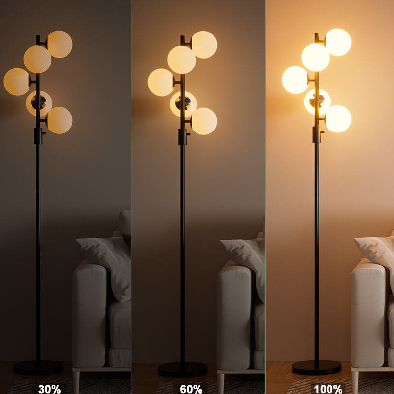 Lampe sur pied à intensité variable à intensité variable de style Mid-Century avec 5 pièces 3000K G9 avec lumière réglable en continu et base stable pour le bureau de la chambre à coucher