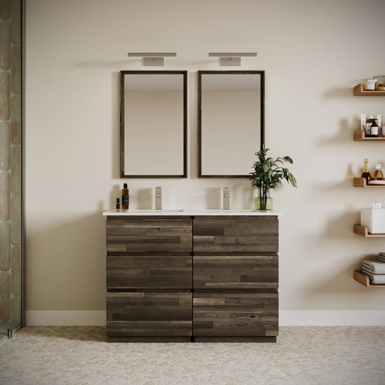 Fresca Formosa 48" Freestanding Double Sink Modern Bathroom Vanity with Top, Sink and Mirror - Faucet Not Included