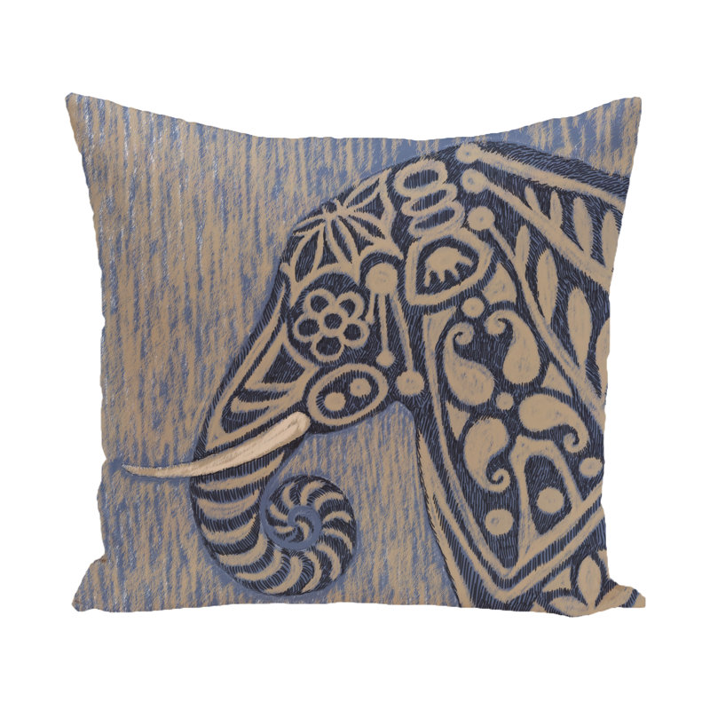  Housse et insert de coussin carré imprimé, Bleu, H 20 po x l 20 po