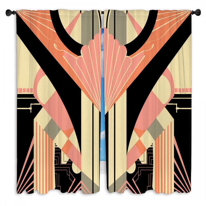 Rideaux de fenêtre Art Deco Design, rideaux Art Deco - 2 panneaux, L 40 po x L 61 po