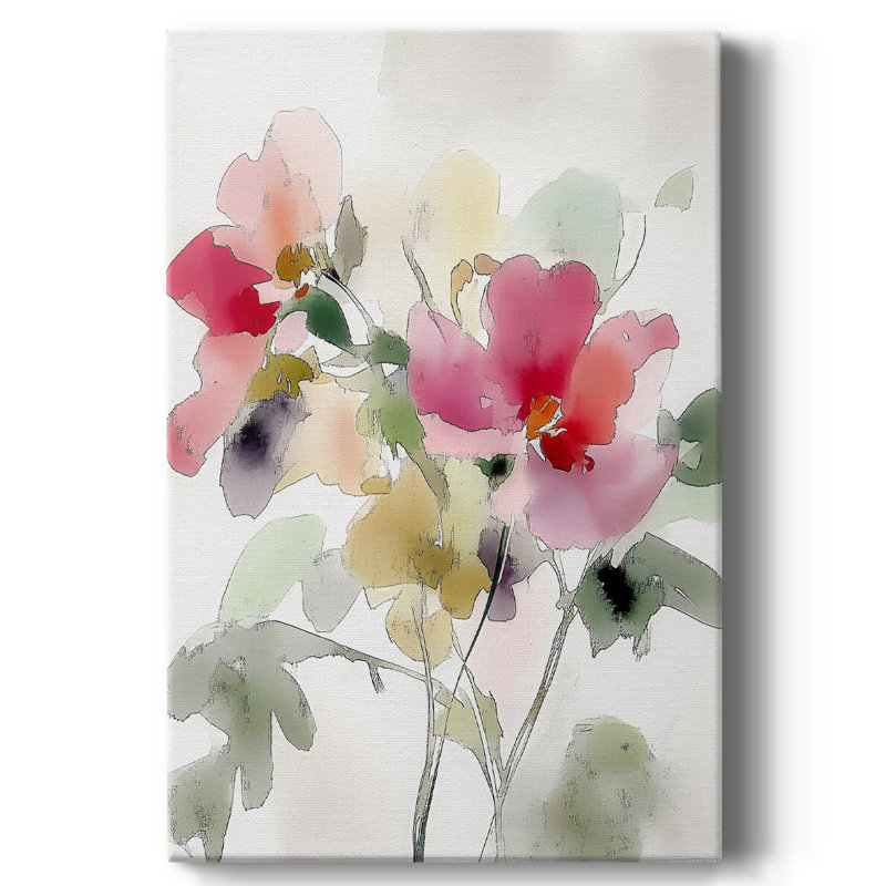 Floral sur toile tendue avec châssis CCxxi prêt à accrocher, H 27 po x l 18 po