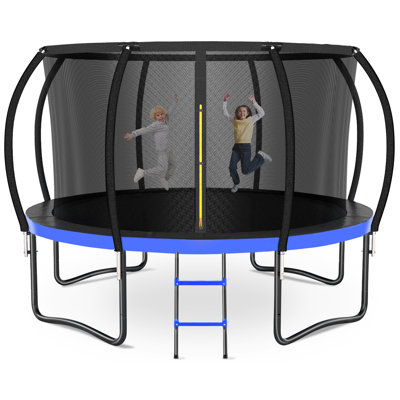 12 FT Outdoor Recreational Trampoline with Safety Enclosure Net and Ladder – Heavy-Duty Frame for Kids and Adults