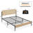 Bed Frame Full Size, Modern Platform Bed Frame With Rattan Headboard Metal Slat Support Bed Frame With Storage-Oak Full