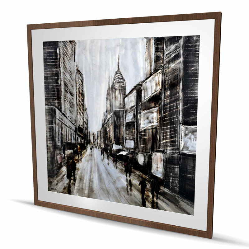 Busy grey street - Modern Man framed matted print decor