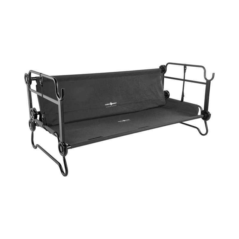 Black Steel Double Camping Cot with Storage Organizers