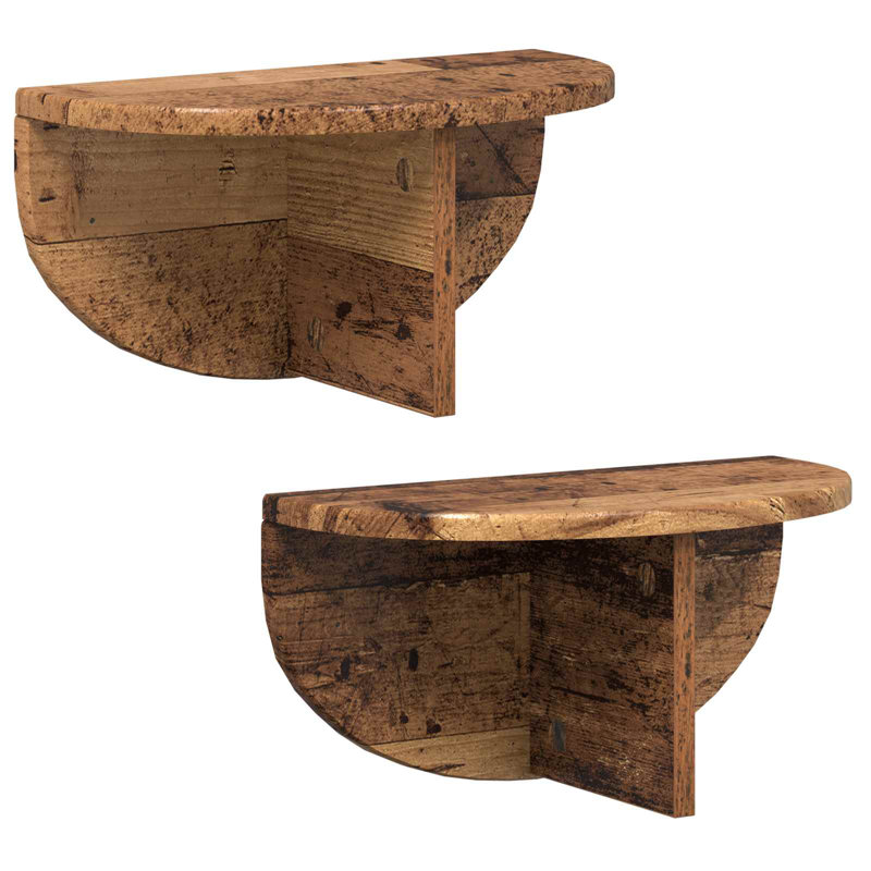 Floating Shelf, 19cm H x 38cm W x 19cm D, Old Wood