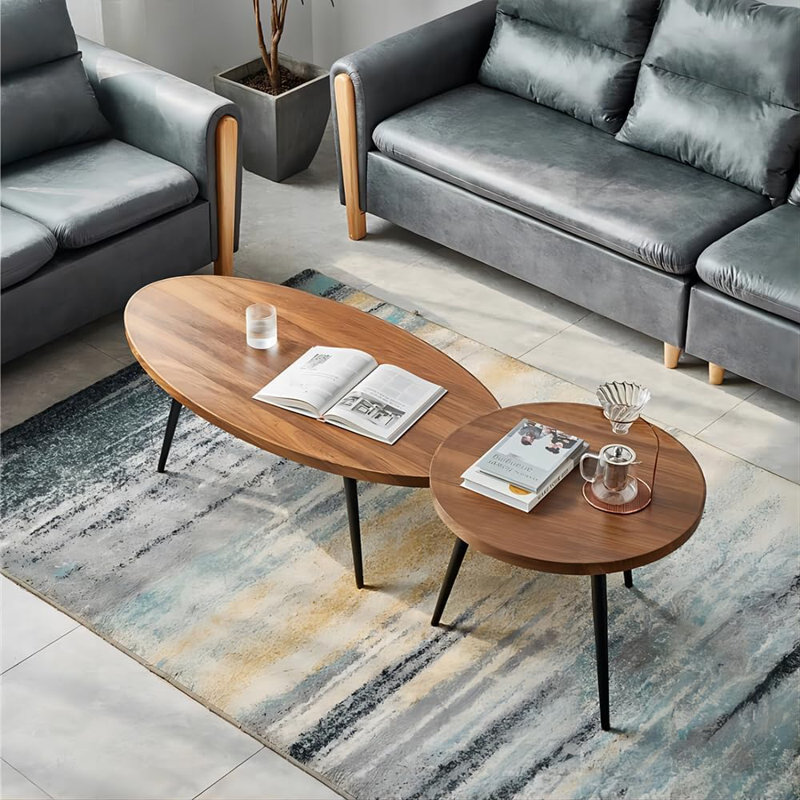 Nesting Coffee Table Set Of 2, Multi-Functional Side Tables For Living Room, Sofa, Bedside, And Office, Retro Rustic Design With Durable Iron Legs