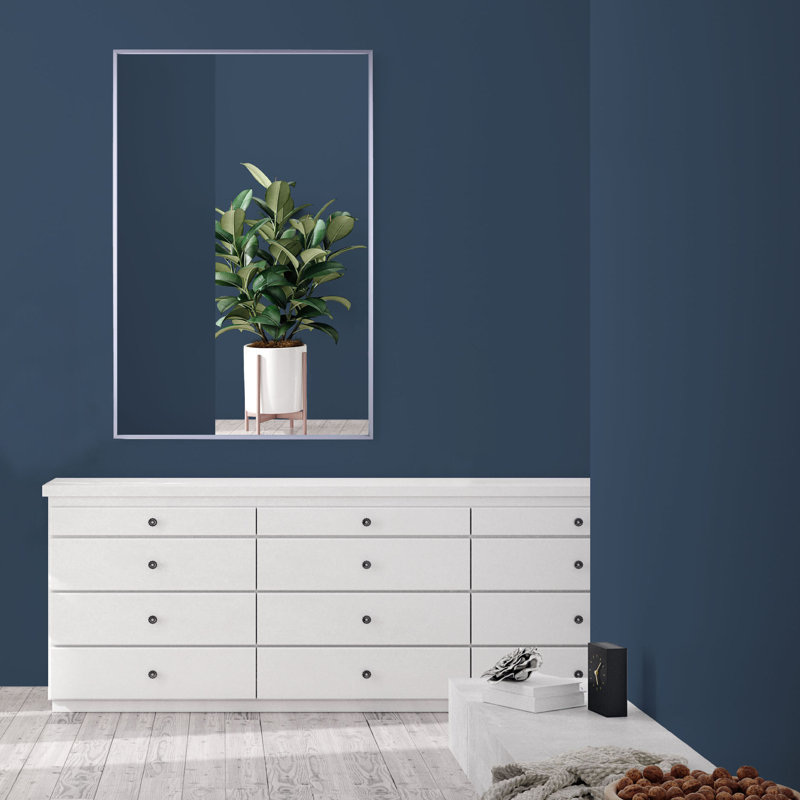 Chasteen Metal Flat Wall Mirror, Brushed Nickel, 33" x 25"