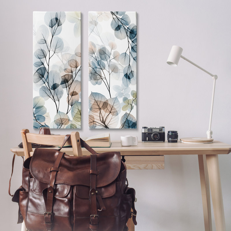 Elegant Abstract Botanical Plant Leaves Pattern Collage Canvas Wall Art Set