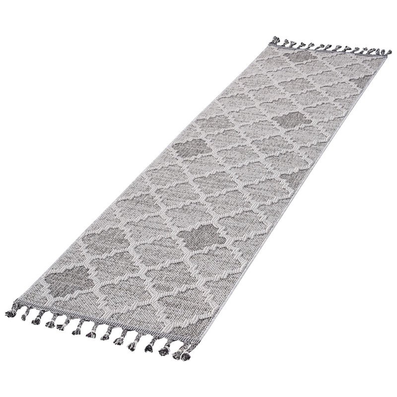 2x8 Loom & White/grey Trellis Indoor/outdoor Rug - Stain-, Non-shedding, Approved, Medium Pile Height Area Indoor Outdoor Use, Stain ,