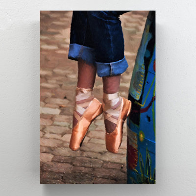 Pieds dans des chaussures de ballet - Reproduction d'art graphique sur toile tendue 1 pièce