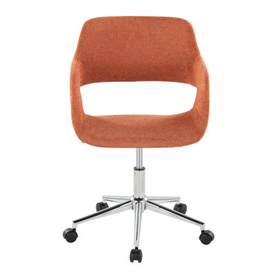 Chaise de travail contemporaine en métal chromé et tissu orange