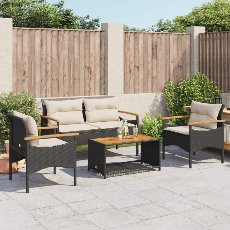  Garden Sofa Set Black