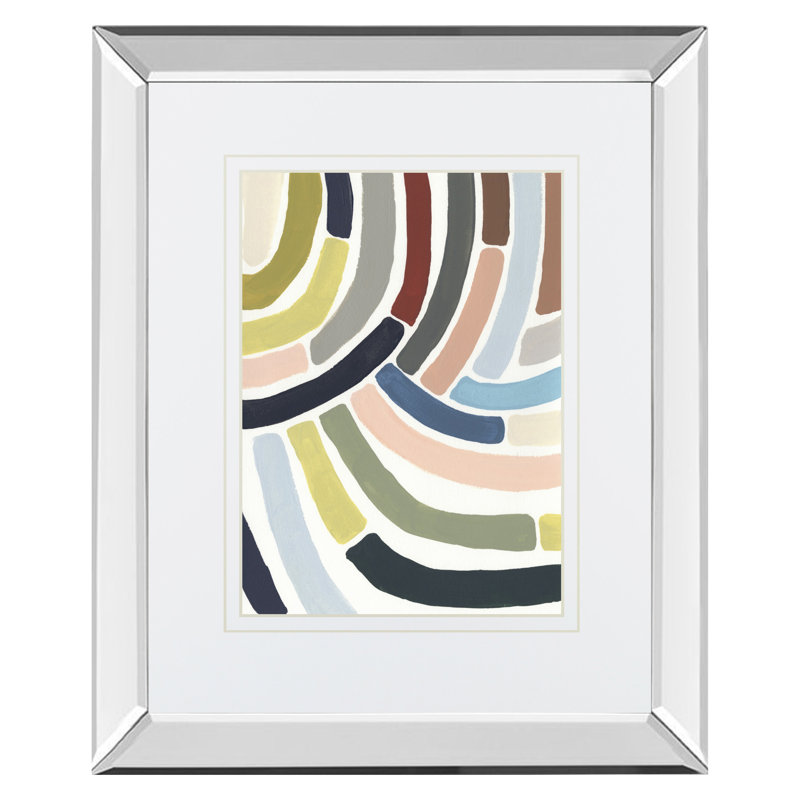 «Mosaic Curve II», art mural - 34 po x 40 po - Cadre en miroir
