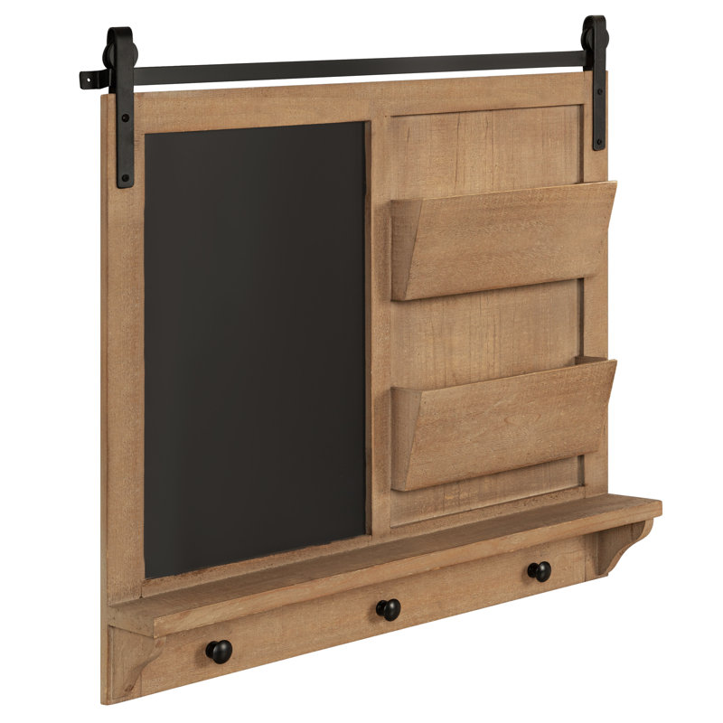 Rangement mural magnétique avec poches Enora 30X28, Brun rustique