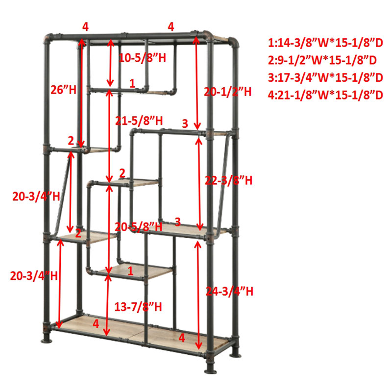 Bibliothèque ouverte géométrique en métal H 74,75 "x H 47,63" Eadie