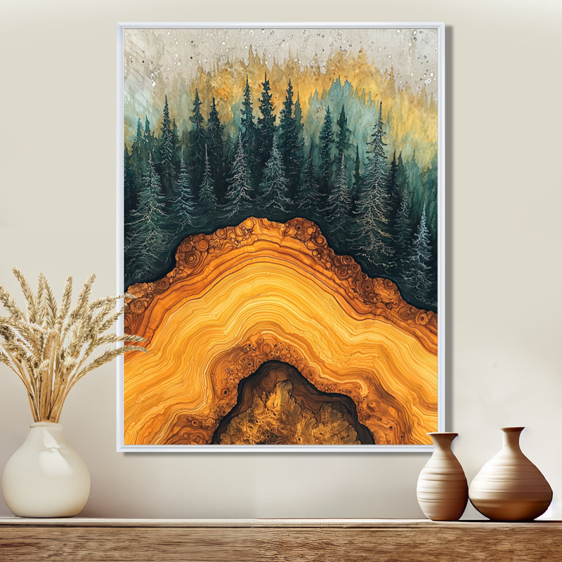 Forêt émeraude Ger Geralda, H 44 po x l 34 po, Reproduction avec cadre flottant, Blanc