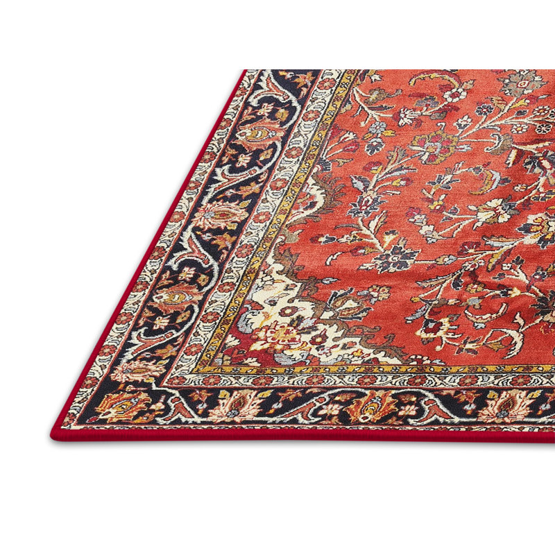 Tapis décoratif rouge Aneurin oriental, Rectangle 5 pi x 7 pi