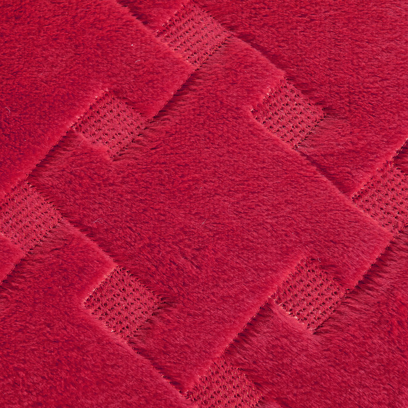 4 Piece Tatami Quilted Faux Fur Set, King Coverlet + 3 Additional Pieces, Tango Red