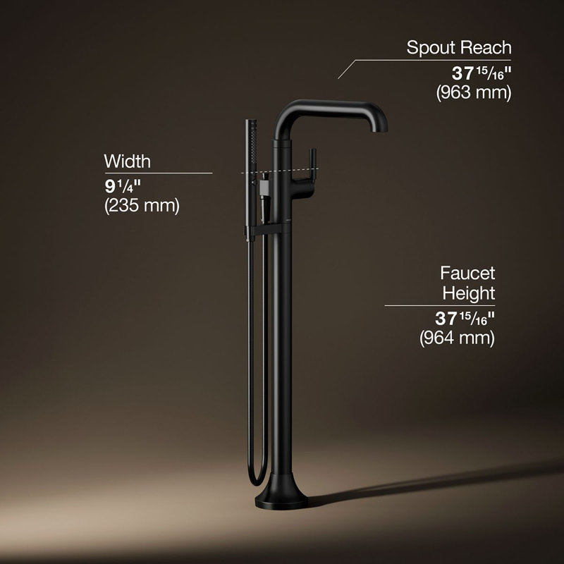 Tone Floor Mounted Clawfoot Tub Faucet, Matte Black