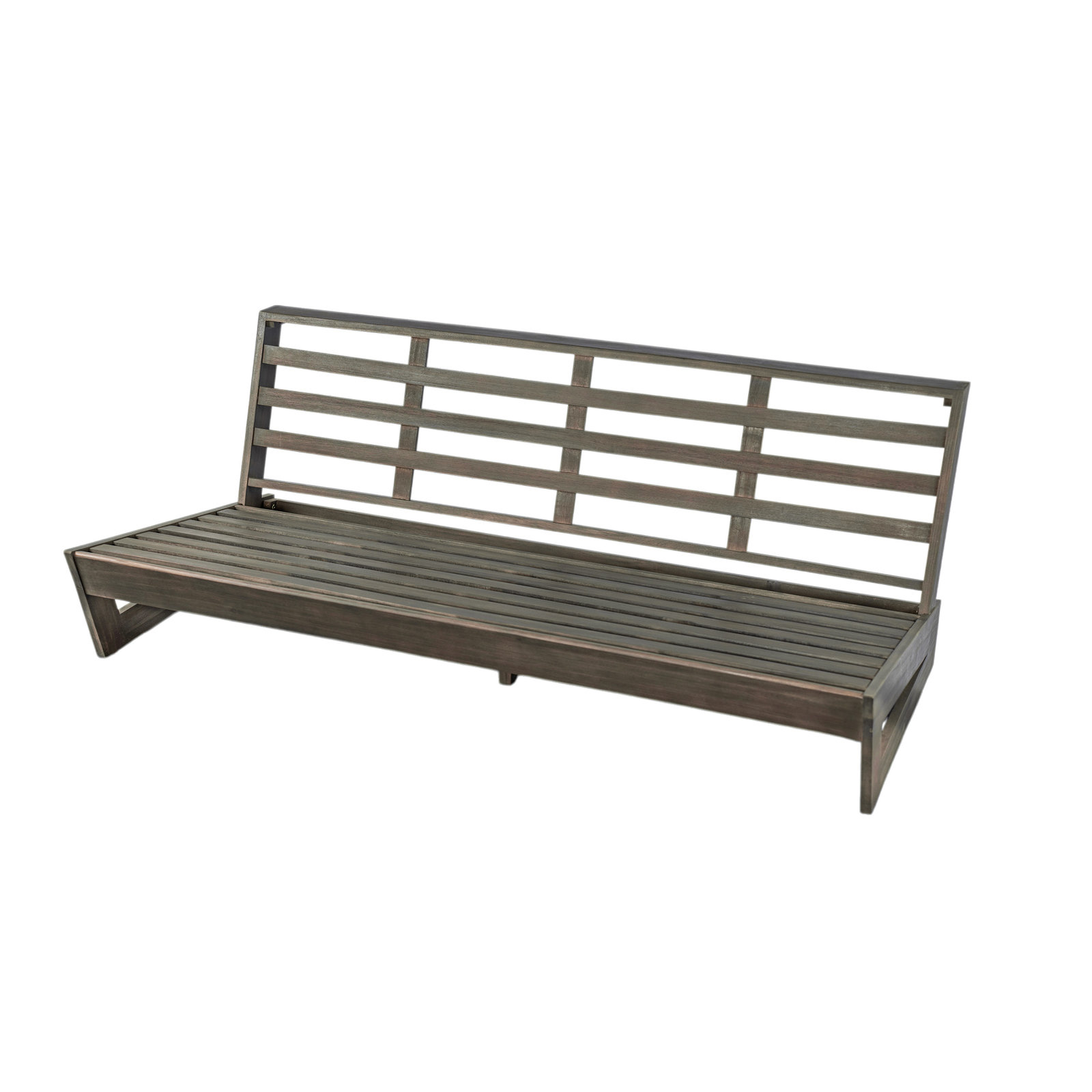 Louise 67" Acacia Patio Sofa, Dark Gray, Gray