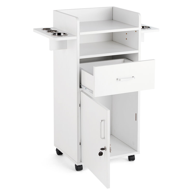 Wood 6 Compartment Hair Tool Holder, White