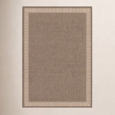 Ailin Sania Solid Black Cocoa Brown Flatwoven Indoor Outdoor Area Rug