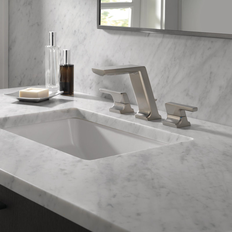 Pivotal Widespread Bathroom Faucet with Drain Assembly, Lumicoat Stainless Steel