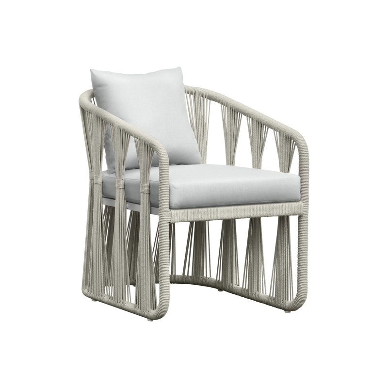Chaise avec accoudoirs de salle à manger avec dossier coussiné, blanc