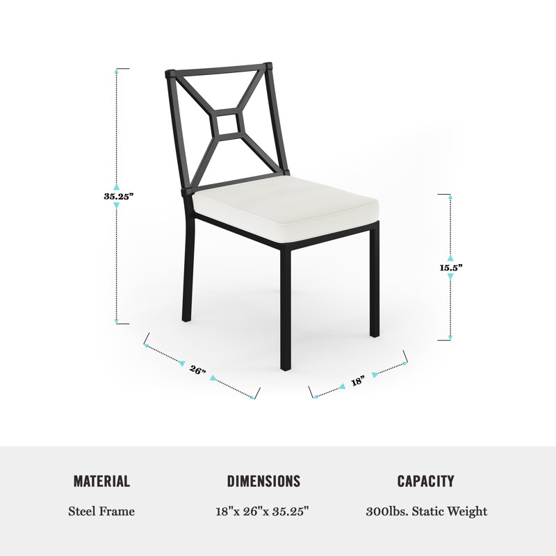 Chaises de salle à manger latérales empilables avec coussins Martha Stewart