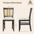 Farmhouse Rattan Dining Chair Set of 2 Fabric Upholstered Kitchen Chairs-1891565099