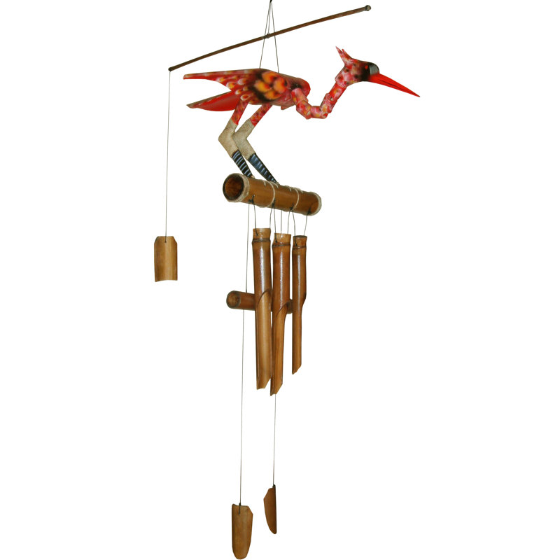 Scarlet Bamboo and Coconut Wood Bobbing Head Wind Chime