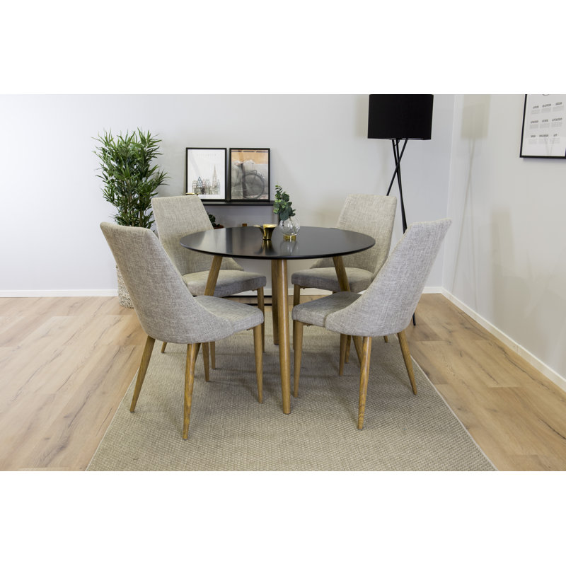 Australe 4 - Person Dining Set, Light Grey/Dark Oak, Black, Dark Oak