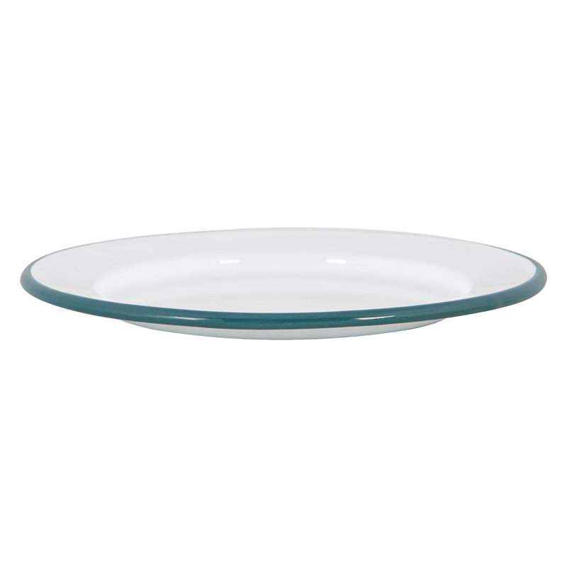 Argon Tableware - White Enamel Side Plates - 20cm - Set of 12, Teal