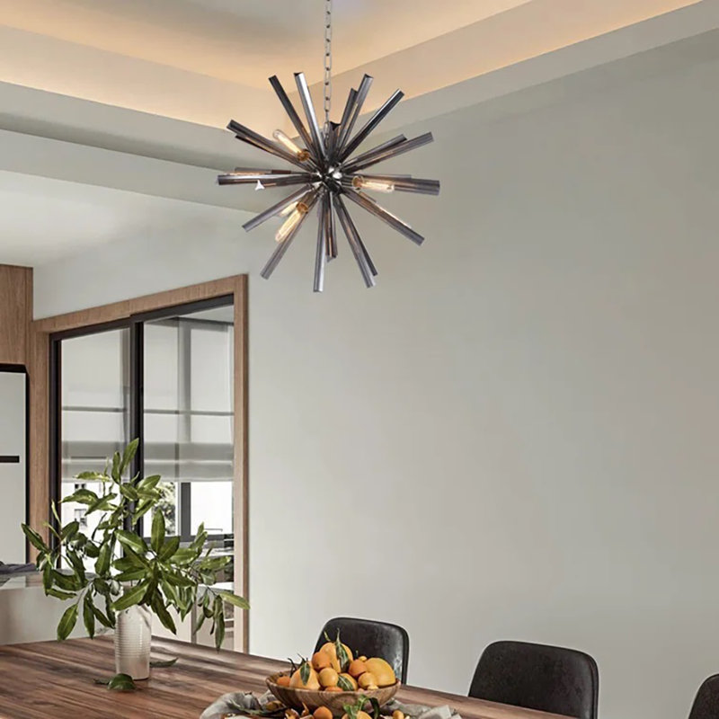 Smokey 9 - Light 29 " Axis Sputnik Sphere Smoke Glass Chandelier