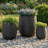 15” Dia Wavy Texture Concrete Planter Set with Drainage Hole, Round Indoor Outdoor Plant Pots in Black-1263827691