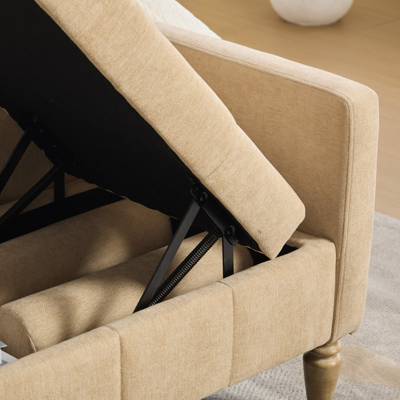 Banc de chambre moderne avec rangement et banc touffeté en chenille 64,6 pouces Modern