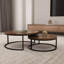 Modern Nesting Tables with Round Wood Tops | Space-Saving Sofa Side Tables for Flats & Living Rooms (Walnut & Black)-633257282