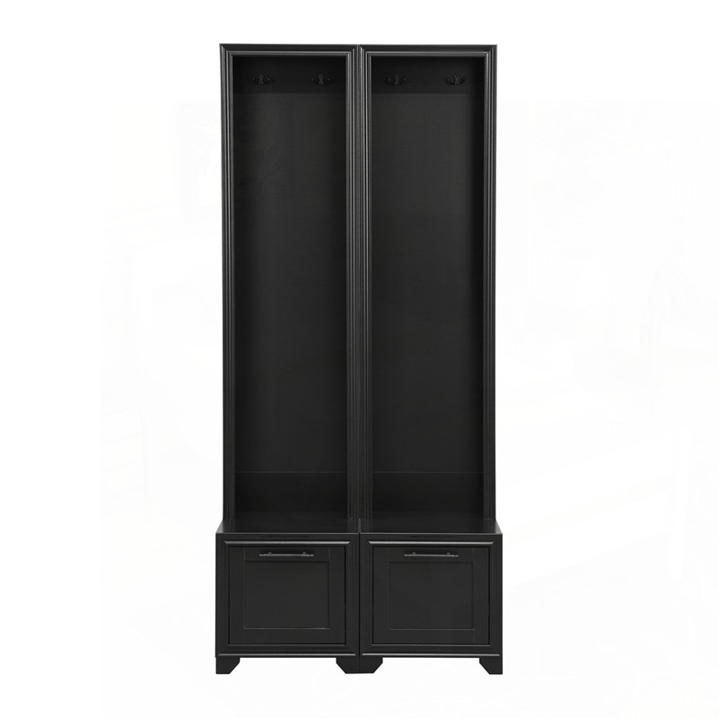 Ensemble de 2 portemanteaux d'entrée avec tiroirs de rangement pour le couloir, Noir