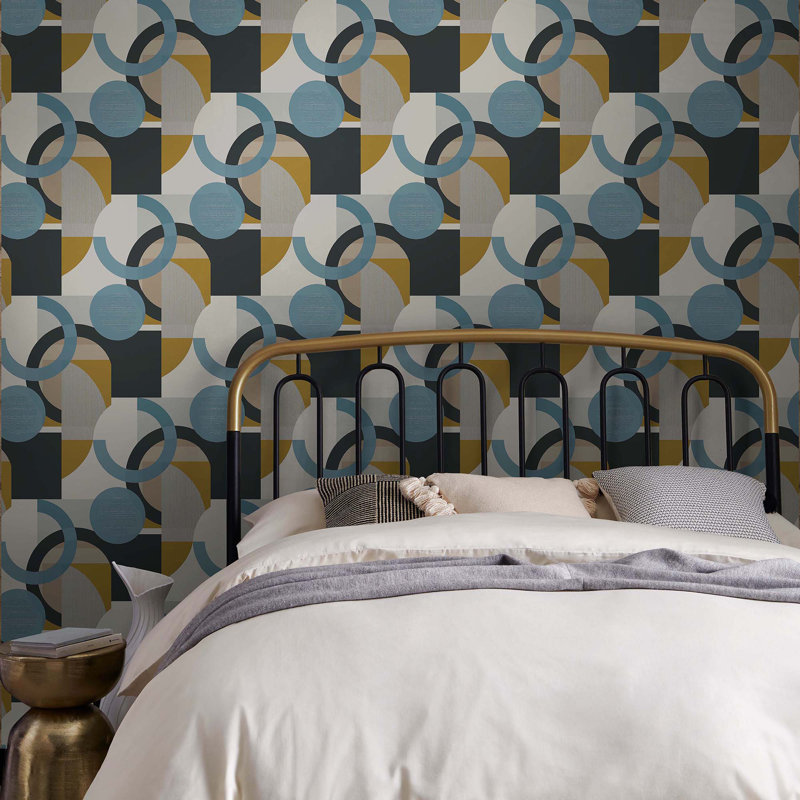 Geometric Wallpaper Double Roll, Blue