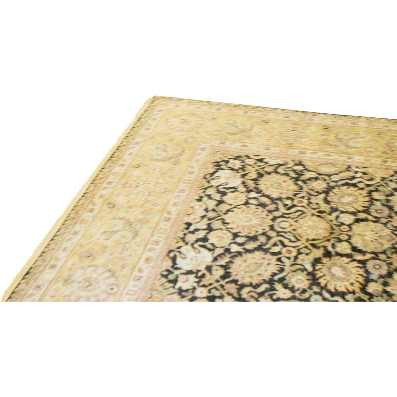 High-Quality Hand-Knotted Black And Gold Area Rug