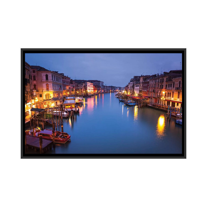 «Venice XIII», impression sur toile, H 18 po x l 26 po x P 1,5 po, Toile avec cadre noir, Pas de tapis