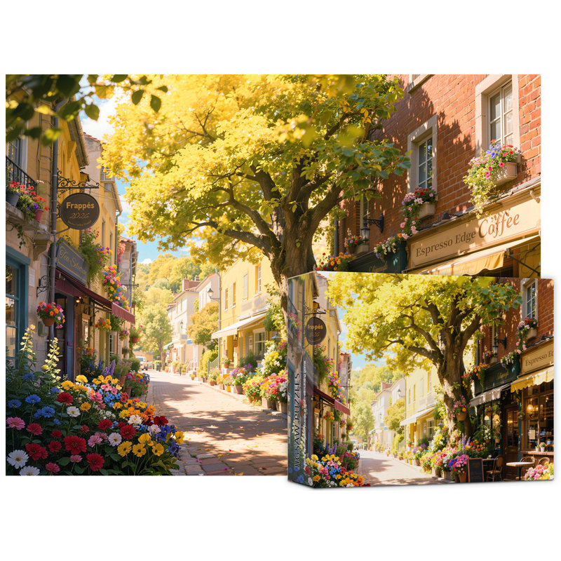 Small town scene，1000pcs matte velvet surface，high definition, portable art decoration